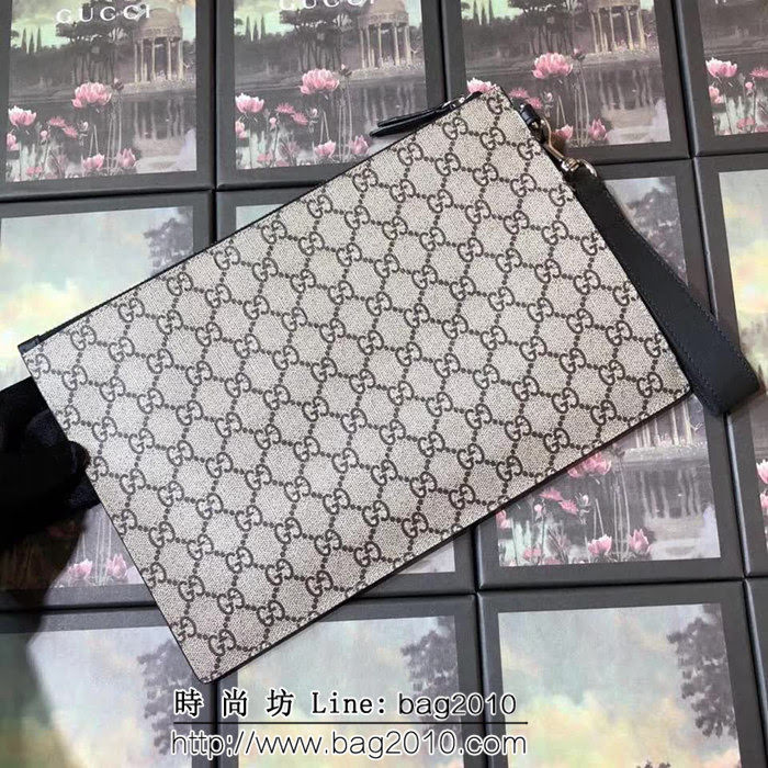 GUCCI古馳 升級版 G家原單 印花裝飾 纖薄手拿包 473904 啡蜜蜂PVC WTG2038